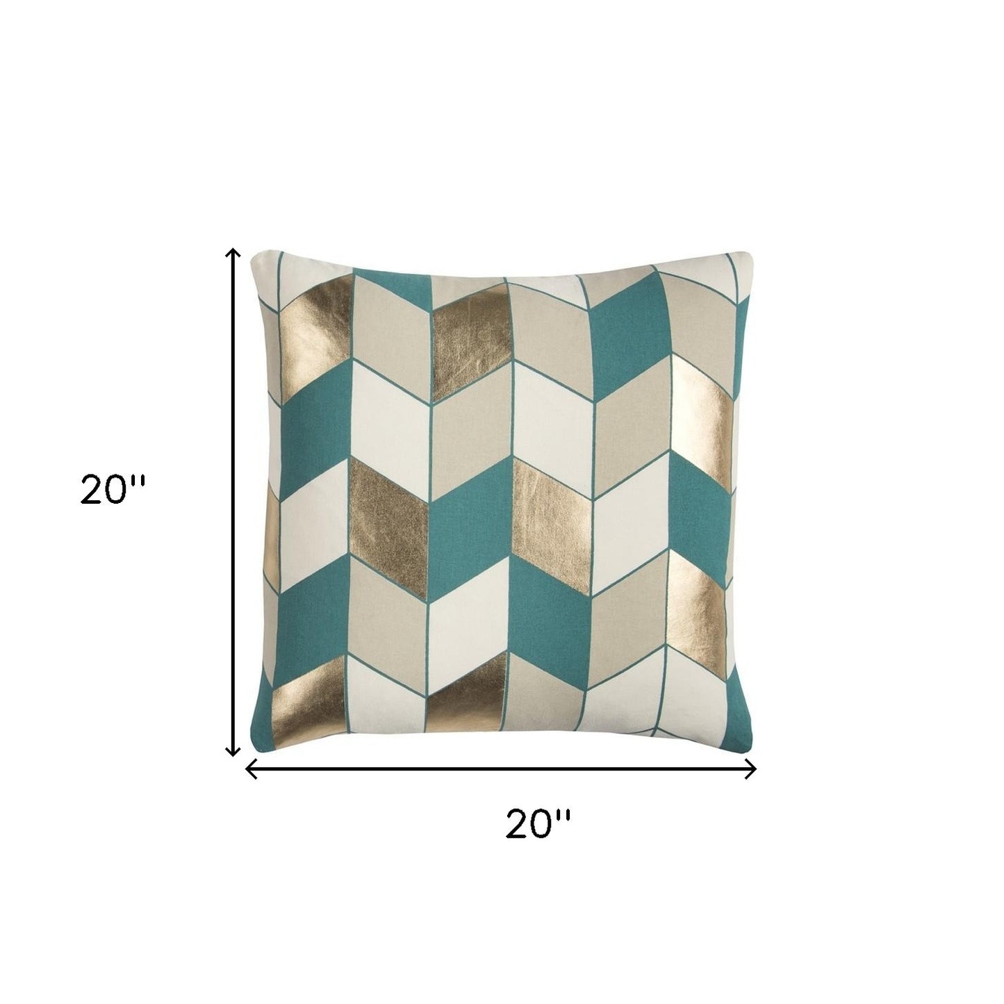 Teal Gold Striped Chevron Throw Pillow