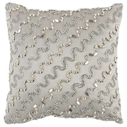 Lux Silver and Gold Beaded Chevron Throw Pillow