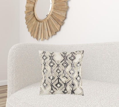 Ivory Gray Snakeskin Pattern Throw Pillow