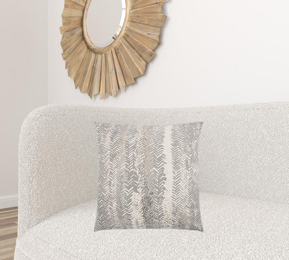 Gray Silver Metallic Tonal Print Throw Pillow