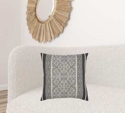 Black and Beige Tribal Pattern Throw Pillow