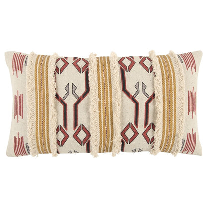 Ivory Red Southwestern Pattern Lumbar Pillow