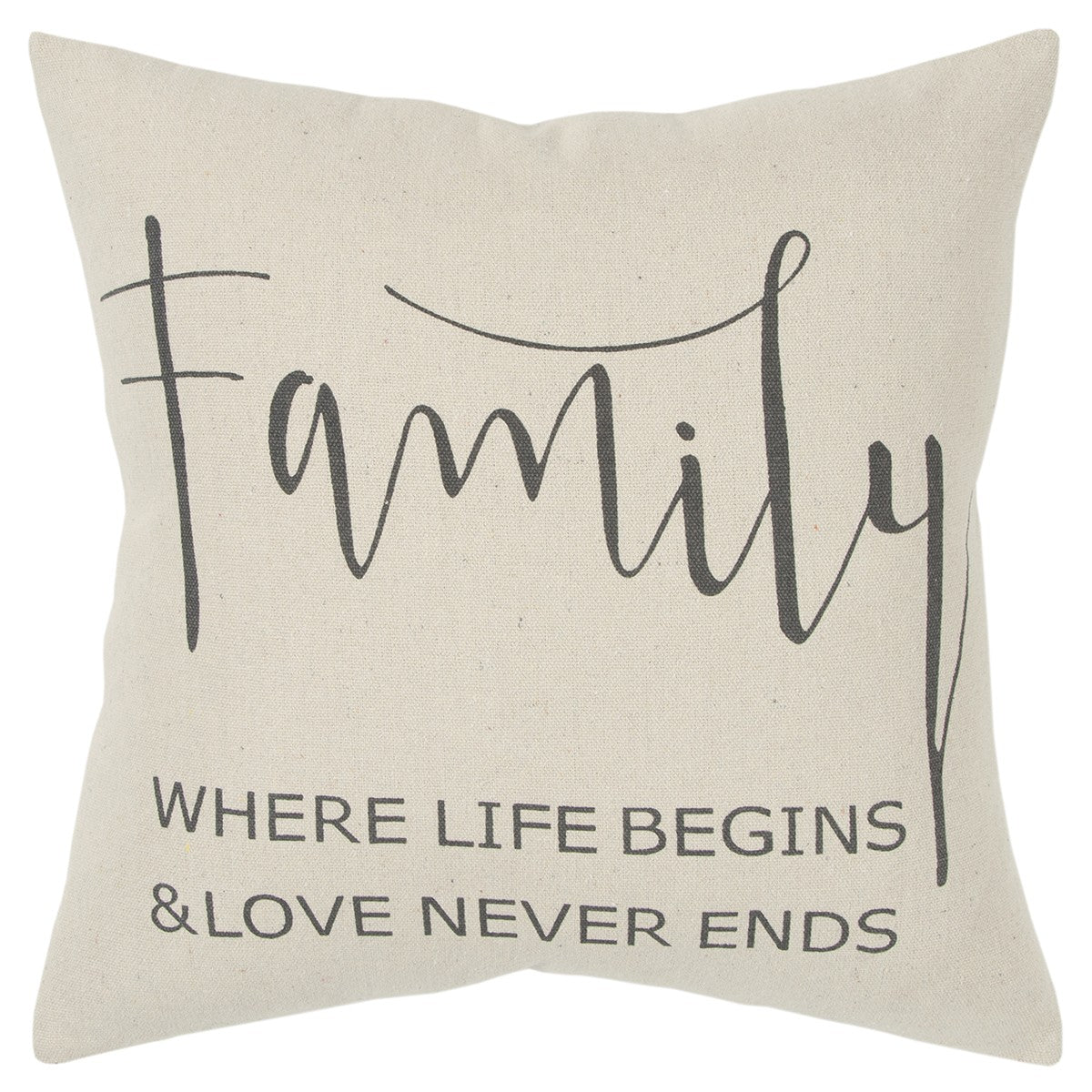 Gray Cream Canvas Family Love Throw Pillow