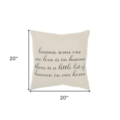 20" Natural and Gray Heaven In Our Home Cotton Throw Pillow