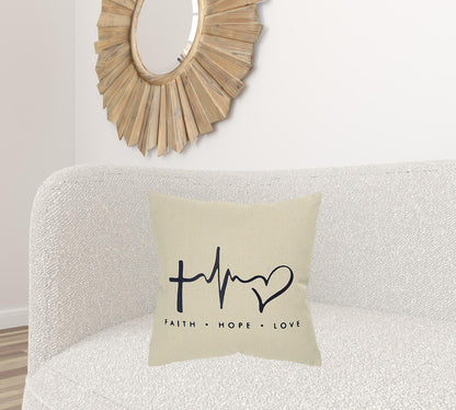 Black Taupe Canvas Iconic Symbols Throw Pillow