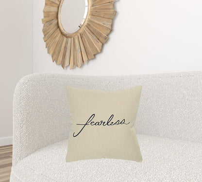 Black Taupe Canvas Fearless Throw Pillow