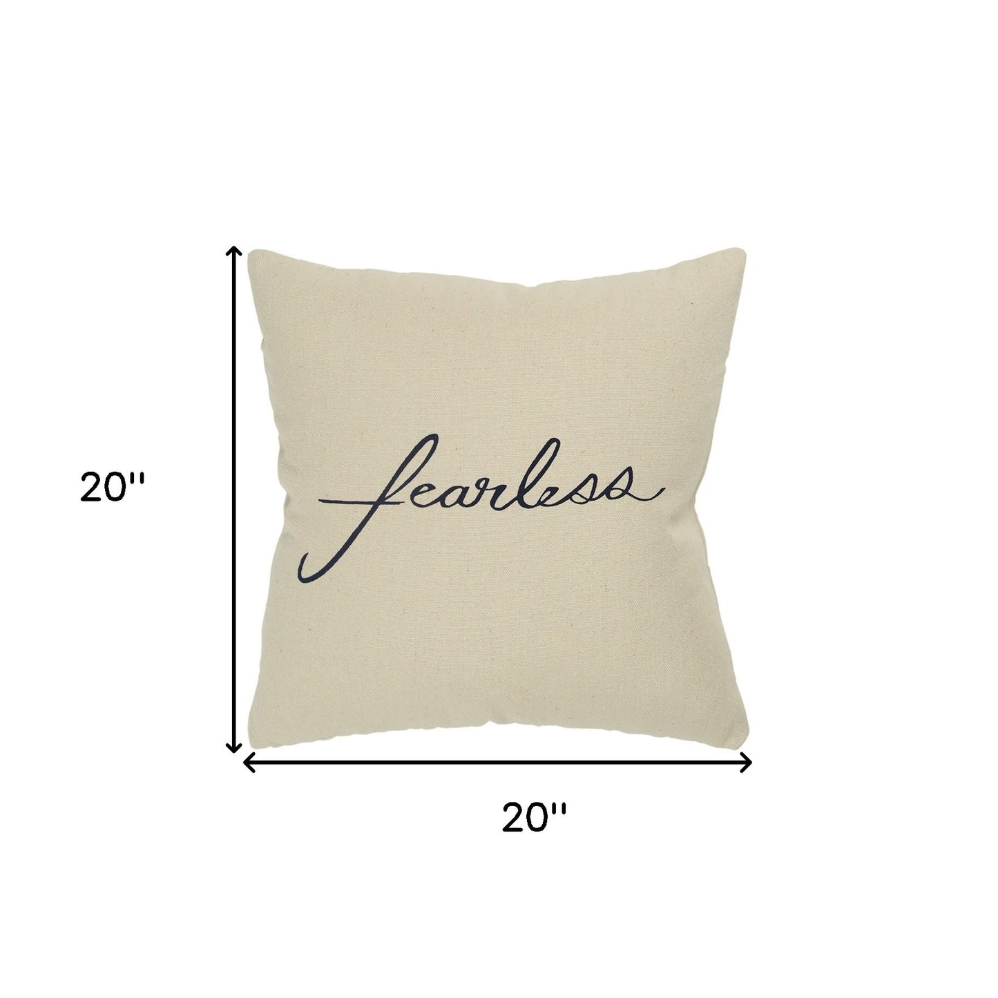 Black Taupe Canvas Fearless Throw Pillow