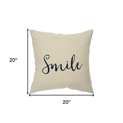 20" X 20" Black and Taupe Cotton Zippered Pillow