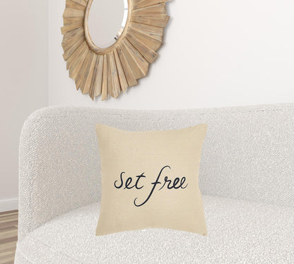 Black Beige Canvas Set Free Still Throw Pillow