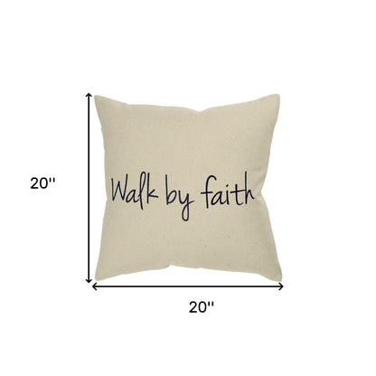 Black Taupe Canvas Walk by Faith Throw Pillow