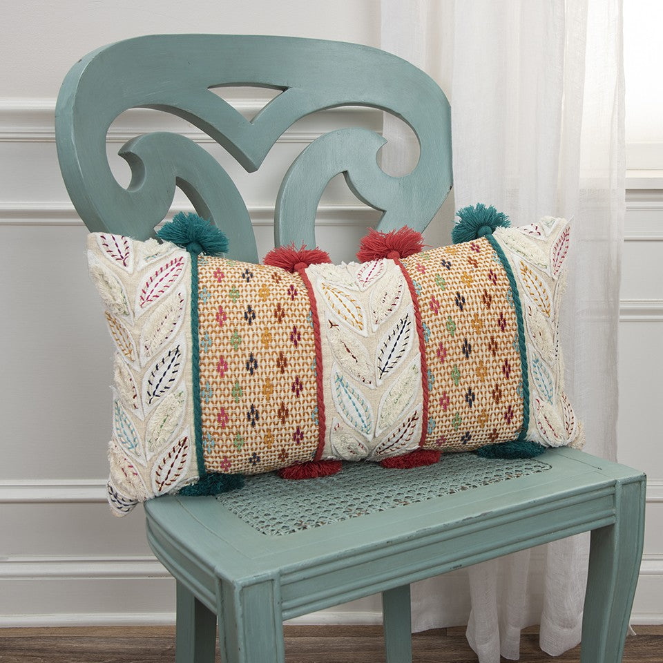 Multicolored Ornate Panel Lumbar Pillow