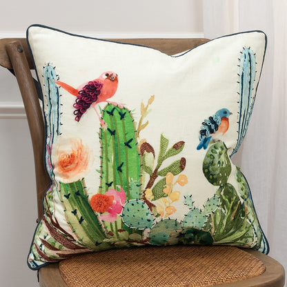 White Green Botanical Garden Throw Pillow