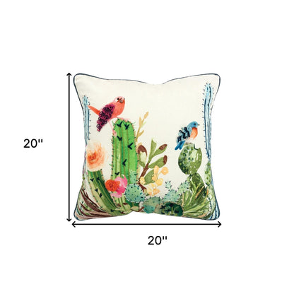 White Green Botanical Garden Throw Pillow