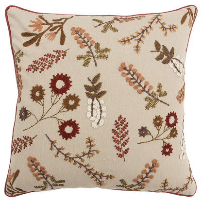 20" Beige Cotton Throw Pillow