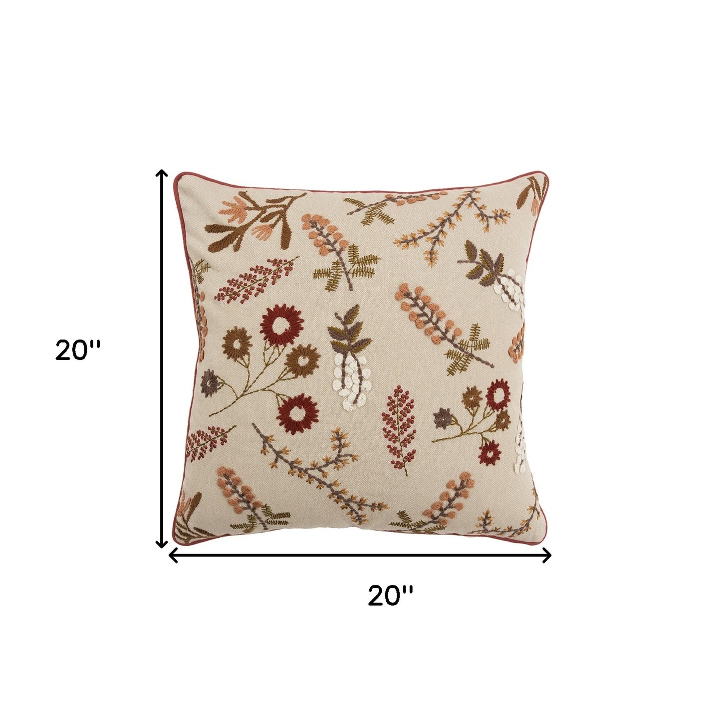 20" Beige Cotton Throw Pillow