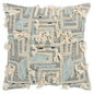 Gray Blue Appliqued Maze Modern Throw Pillow