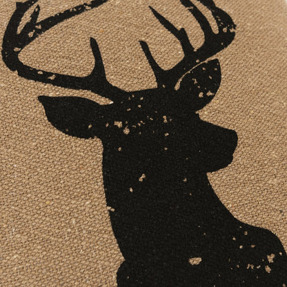 Tan Black Distressed Reindeer Throw Pillow