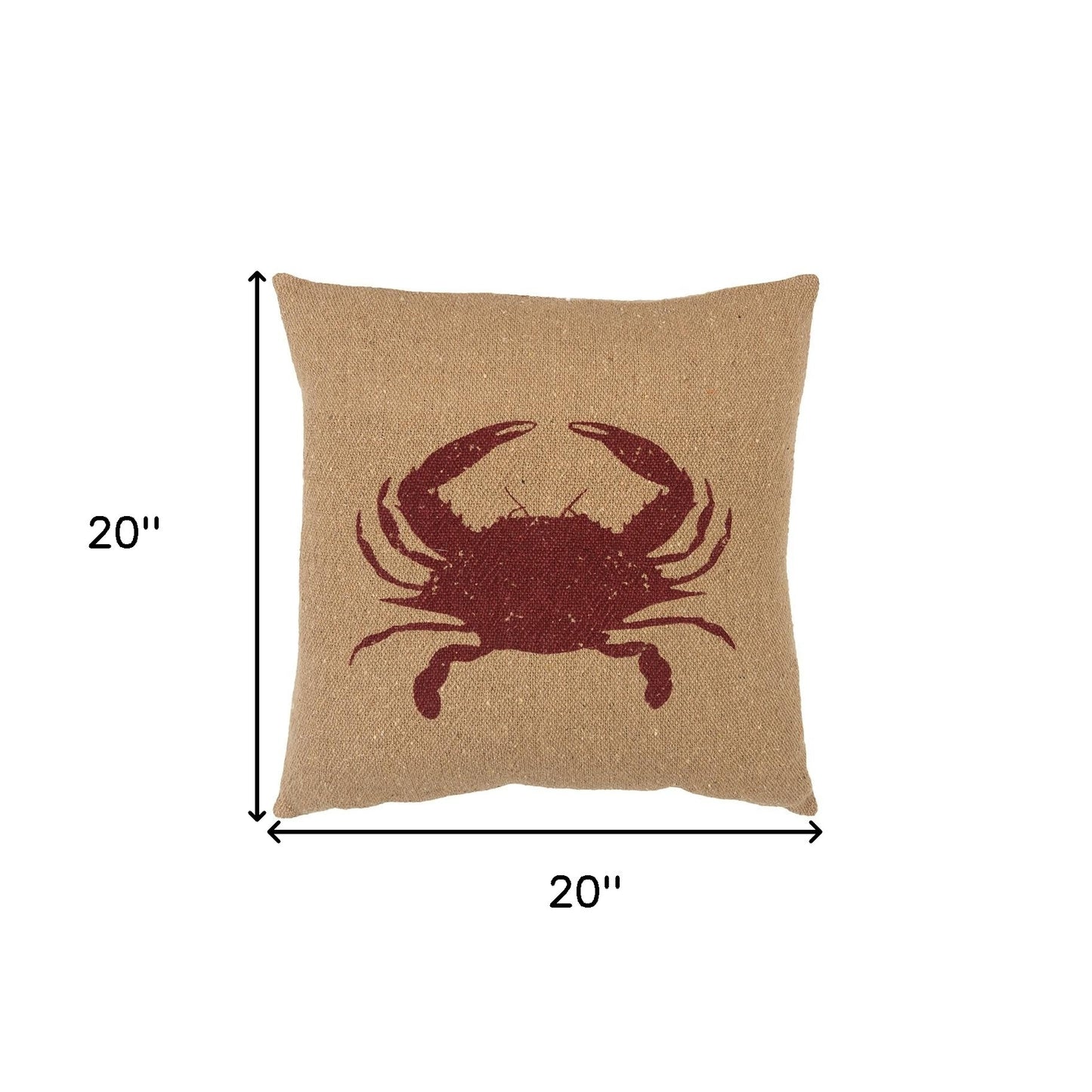 Tan Brown Distressed Crab Throw Pillow