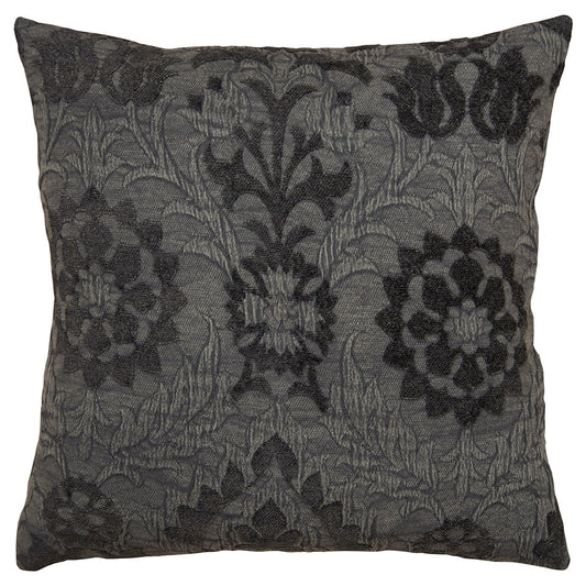 Gray Floral Pattern Jacquard Woven Throw Pillow