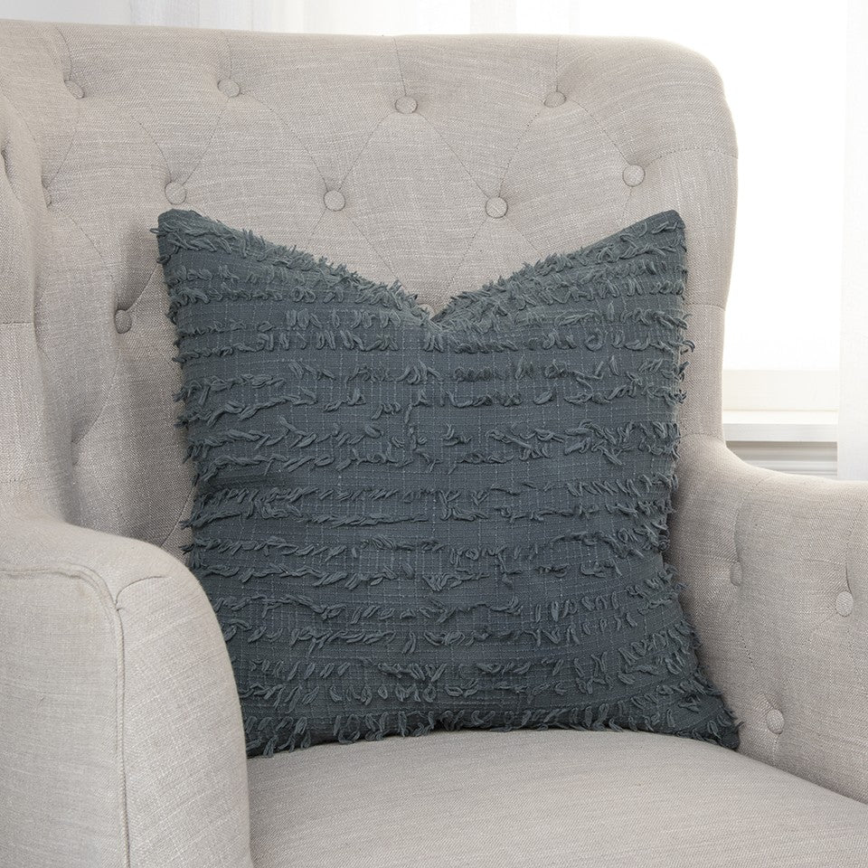 Gray Tasseling Fringe Texture Throw Pillow