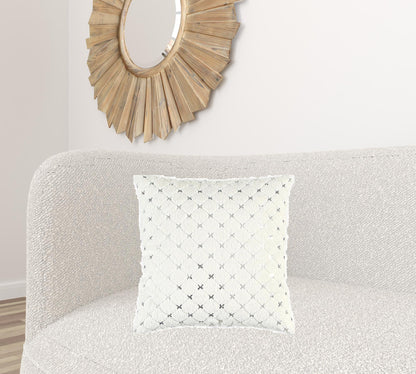 Ivory Silver Metallic Diamond Pattern Throw Pillow