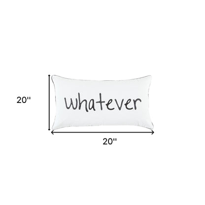 Black and White Whatever Embroidered Lumbar Pillow