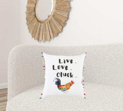 White Chicken Love Modern Throw Pillow