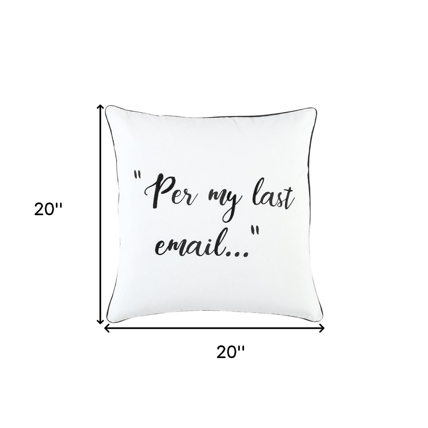 white 20" x 20" Poly Filled Pillow