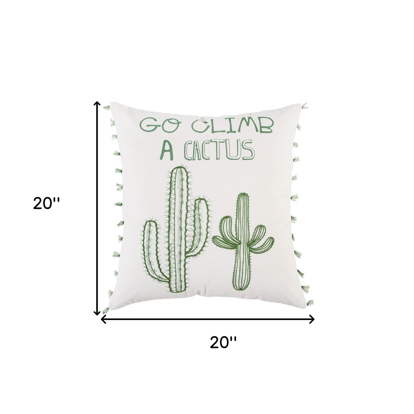 White Green Climb A Cactus Throw Pillow