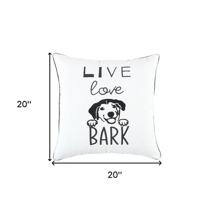 Black and White Live Love Bark Modern Throw Pillow