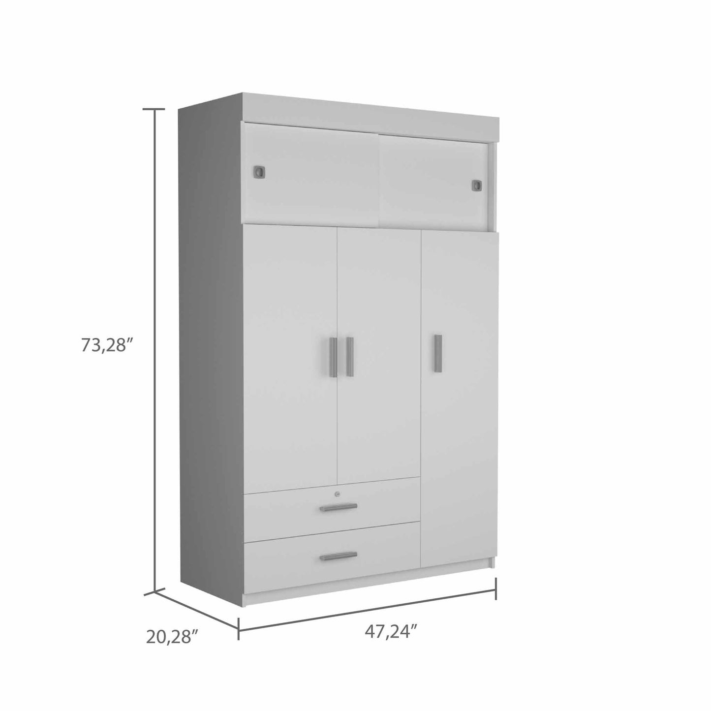 73" White Two Drawer Combo Dresser