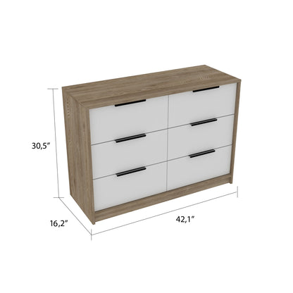 42" Brown and White Four Drawer Dresser