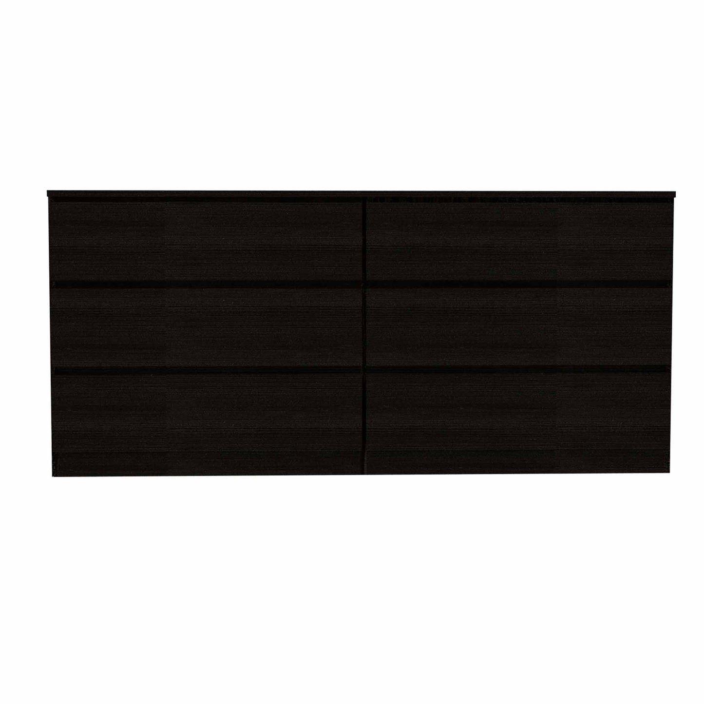 60" Black Six Drawer Double Dresser