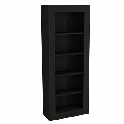 70" Black Five Tier Bookcase