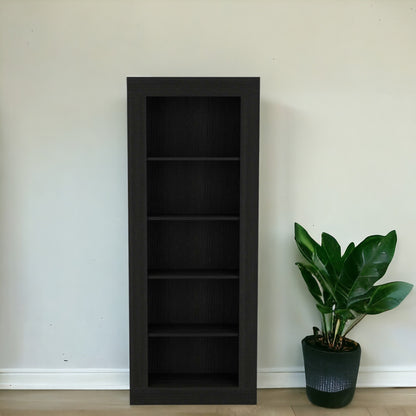 70" Black Five Tier Bookcase