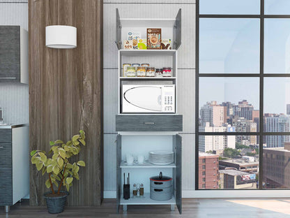 79" Gray Pantry Cabinet with Three Storage Shelves