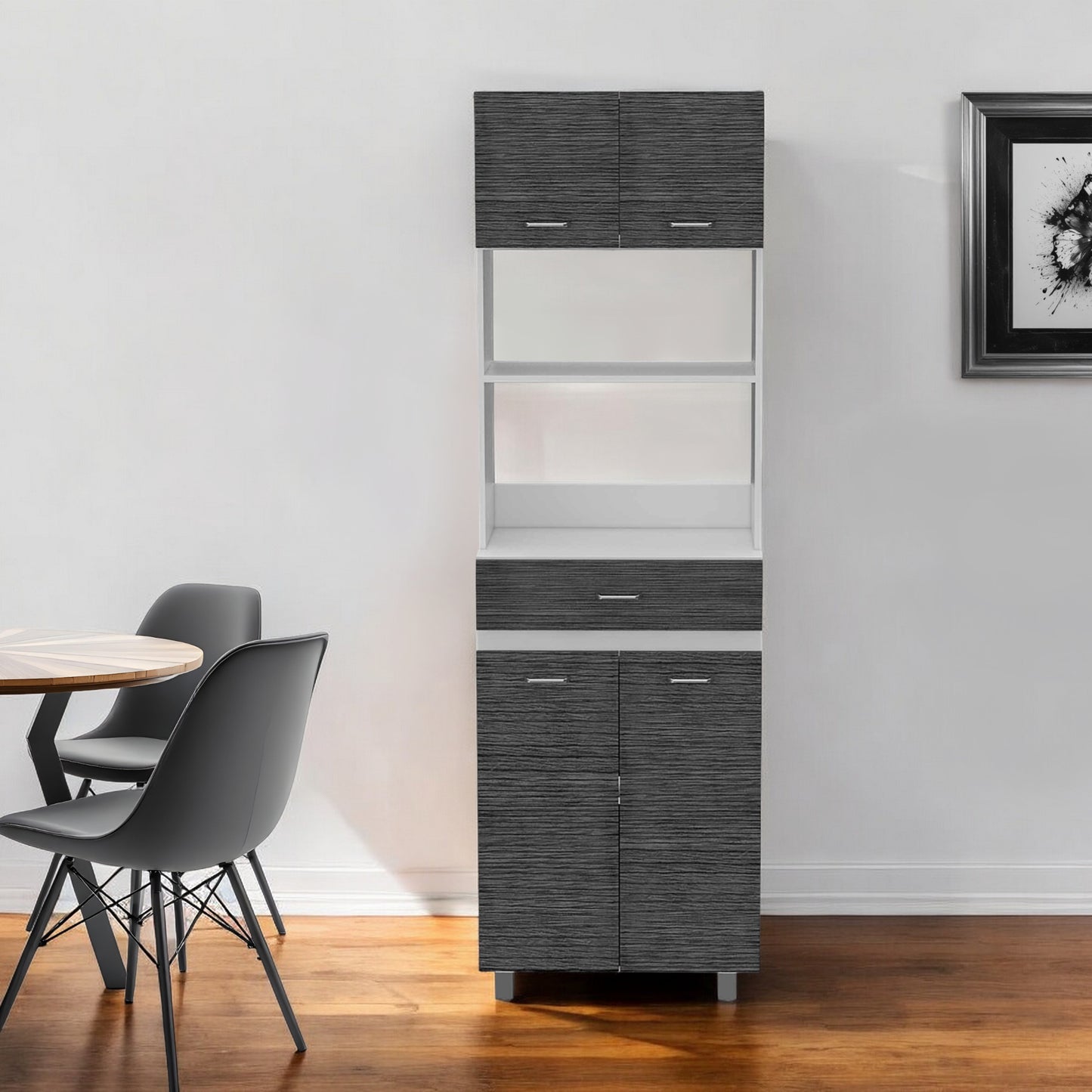 79" Gray Pantry Cabinet with Three Storage Shelves