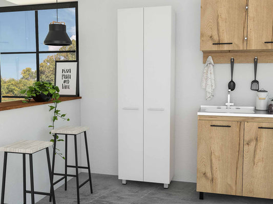 78" Modern White Pantry Cabinet with Two Full Size Doors