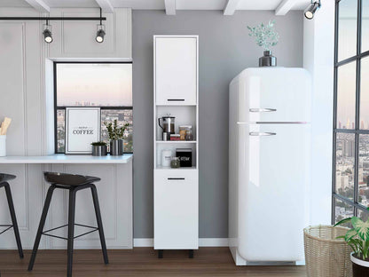 78" Modern White Pantry Cabinet with Five Shelves