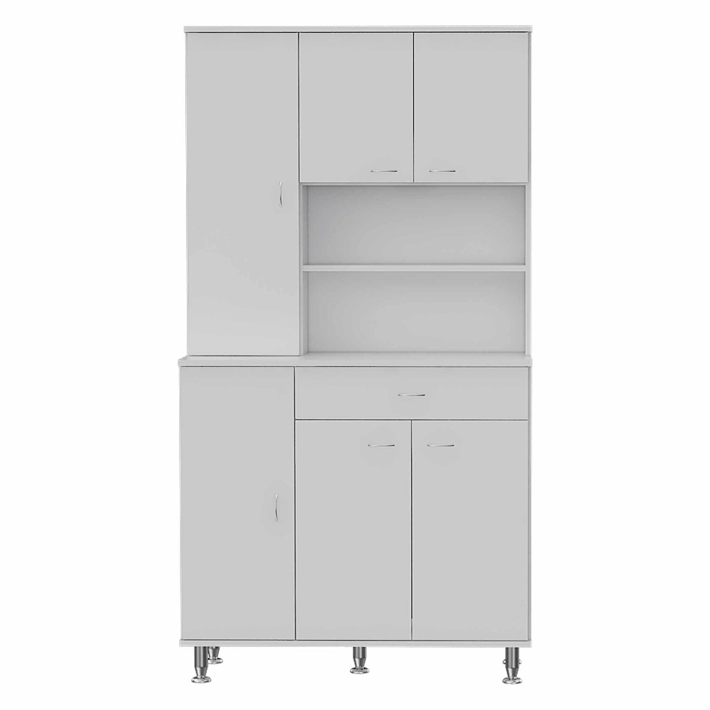 67" White Pantry Cabinet with Five Storage Shelves