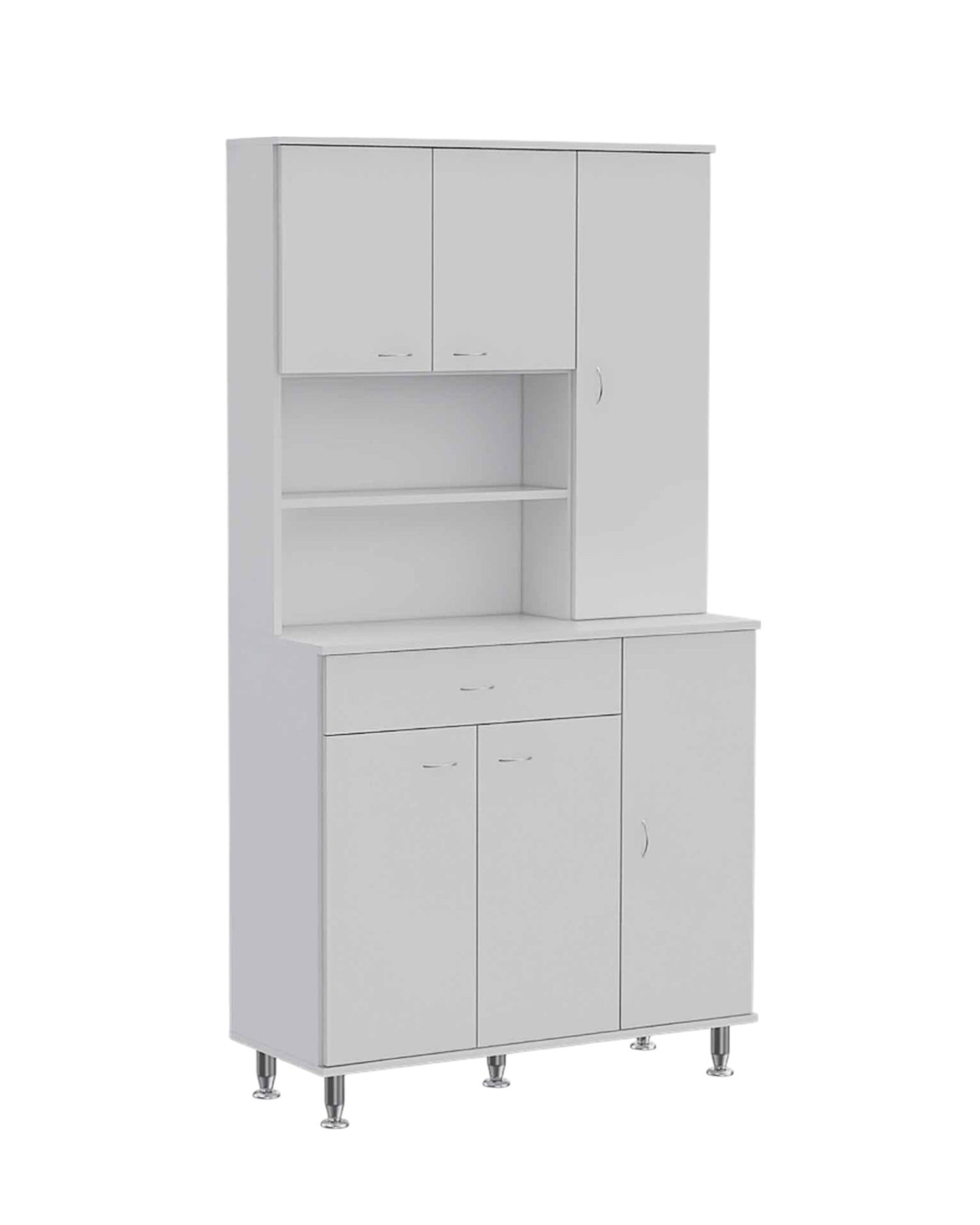 67" White Pantry Cabinet with Five Storage Shelves