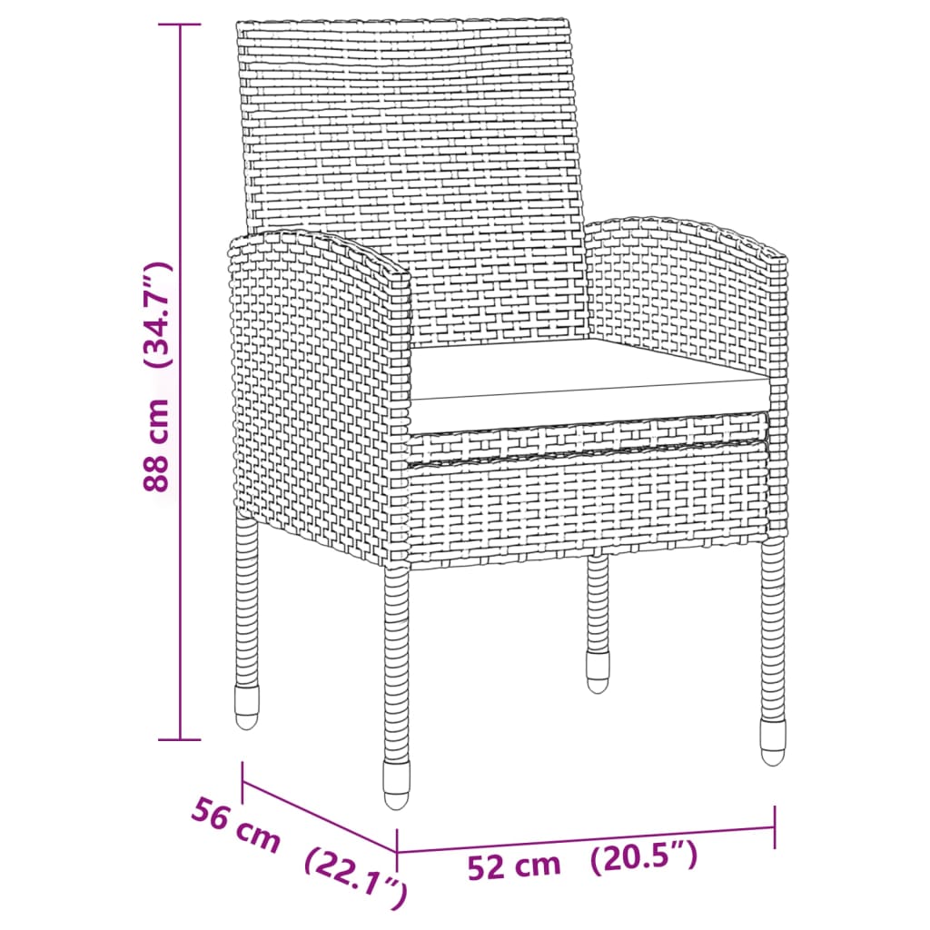 7 Piece Patio Dining Set Poly Rattan Gray