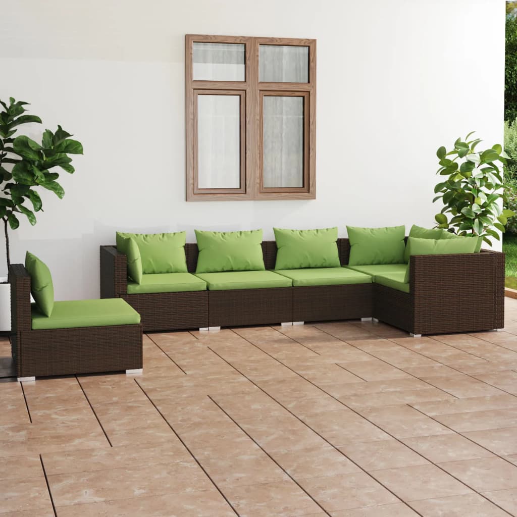 9 Piece Patio Lounge Set with Cushions Poly Rattan Black