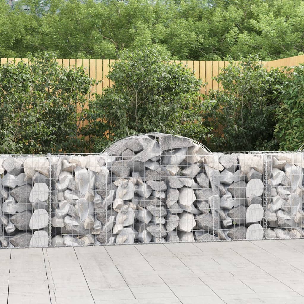 Arched Gabion Baskets 9 pcs 78.7"x19.7"x31.5"/39.4" Galvanized Iron