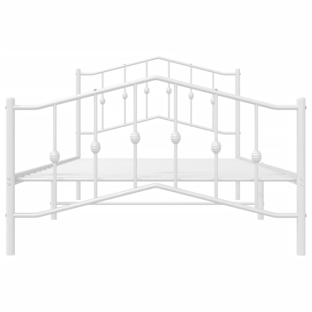 Metal Bed Frame without Mattress with Footboard White 39.4"x78.7"