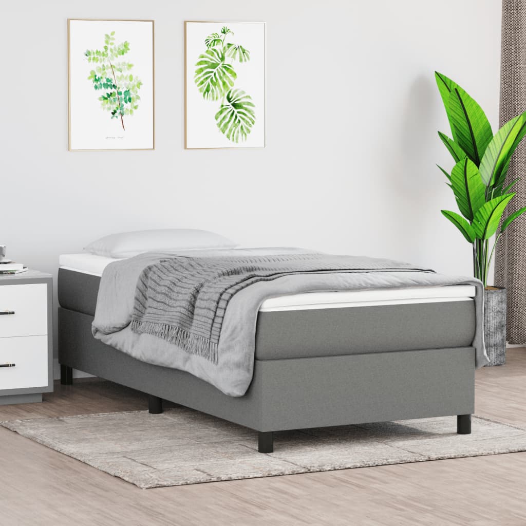 Bed Frame without Mattress Dark Gray Twin XL Fabric (US Only)