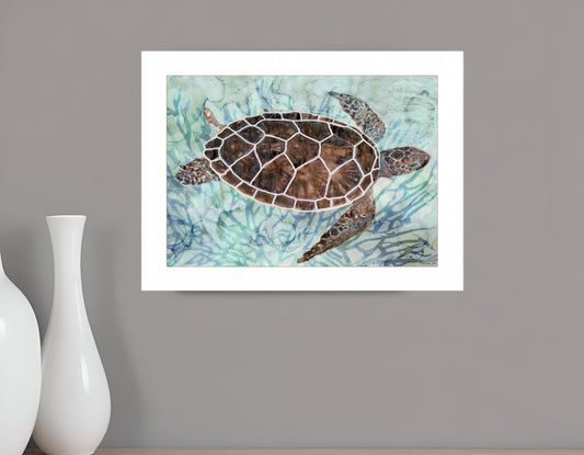 Sea Turtles Collage 1 White Framed Print Wall Art