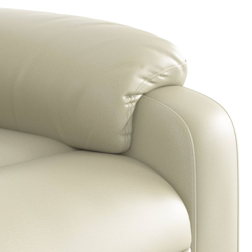 Electric Massage Recliner Chair Cream Faux Leather