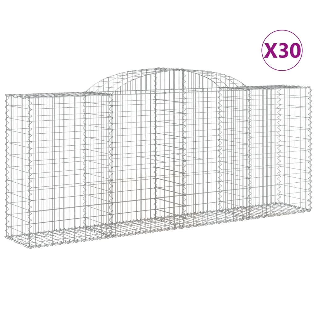 Arched Gabion Baskets 30 pcs 118.1"x19.7"x47.2"/55.1" Galvanized Iron