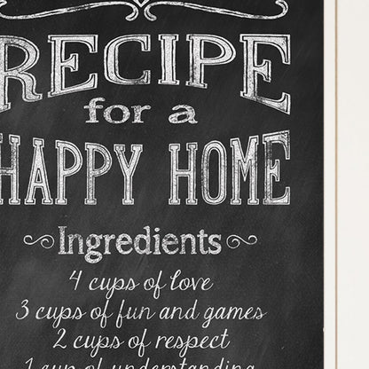 Recipe for a Happy Home 1 White Framed Print Wall Art